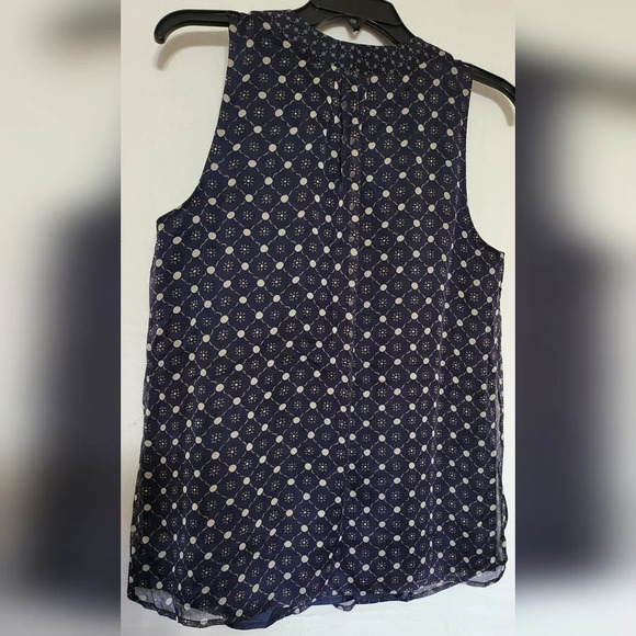 The Limited Womens Navy Blue Geometric Print Sleeveless Lined Career Blouse M - Picture 5 of 5